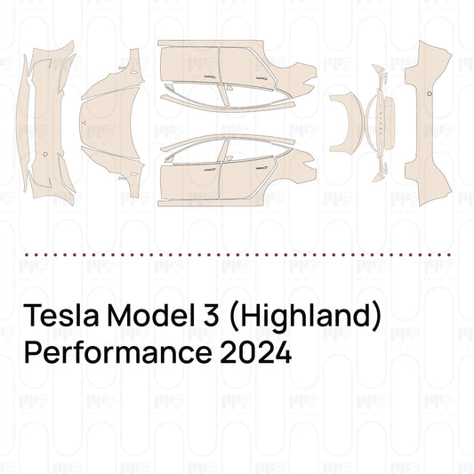Pre-Cut PPF Tesla Model 3 (Highland) Performance 2024