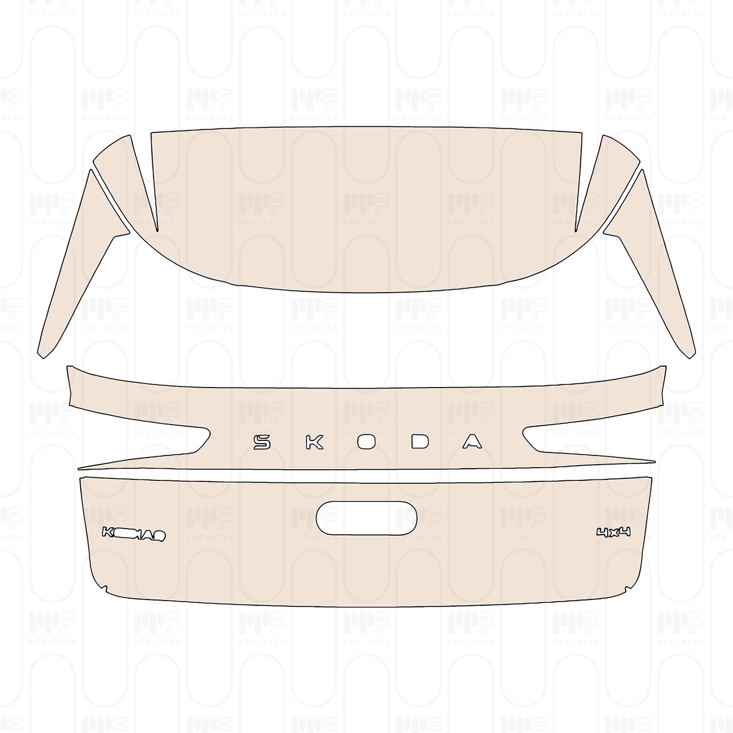 Trunk Lid with "SKODA" & "KODIAQ" & "4×4" Emblems