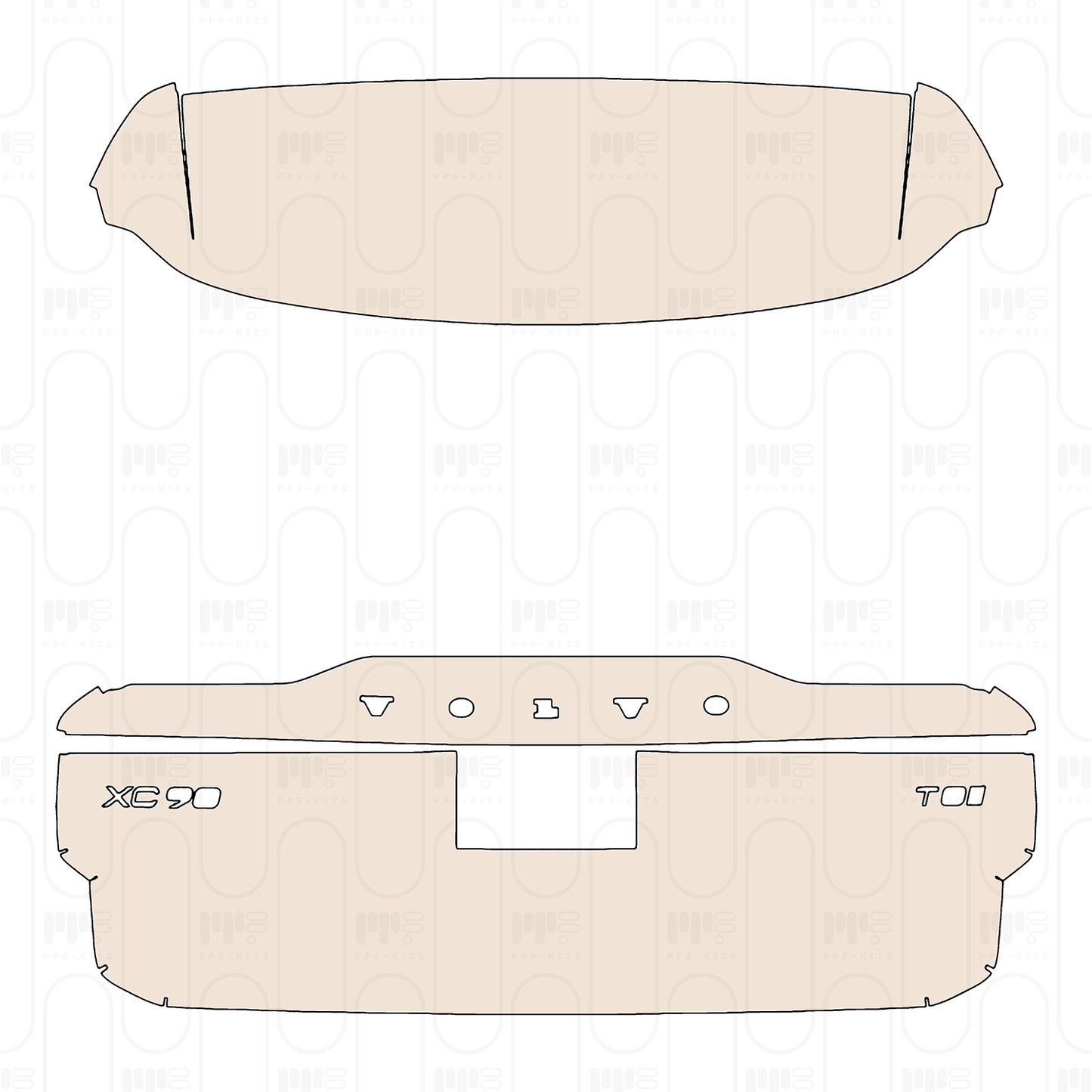 Trunk Lid with "VOLVO" & "XC90" & "T8 PLUG-IN HYBRID AWD" Emblems