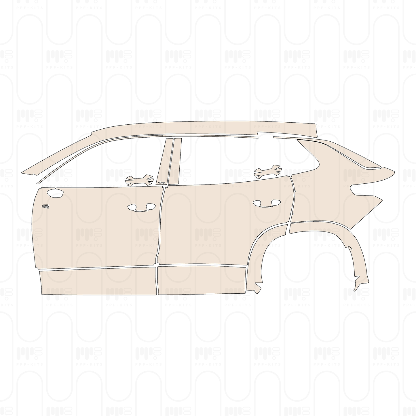 (left) Door+Rear Fender+Side Skirt with "R" Emblem on front door