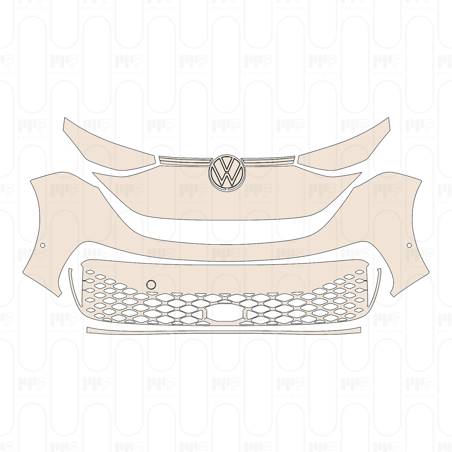 Bumper+Headlamp with complete grille, with 2 PDC (Parking Sensors)