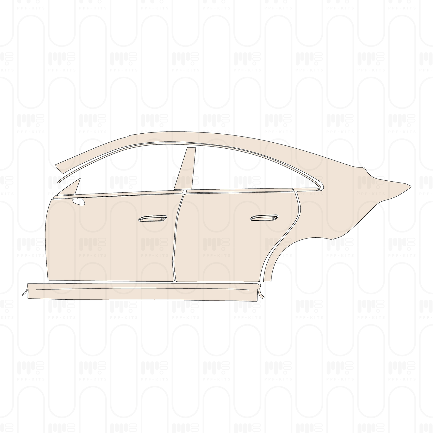 (left) Door+Side Skirt+Rear Fender without fuel cap cutout