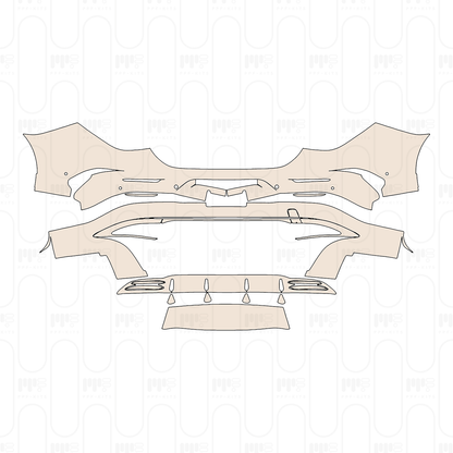 Rear Bumper for US license plate cutout, with 6 PDC (Parking Sensors)
