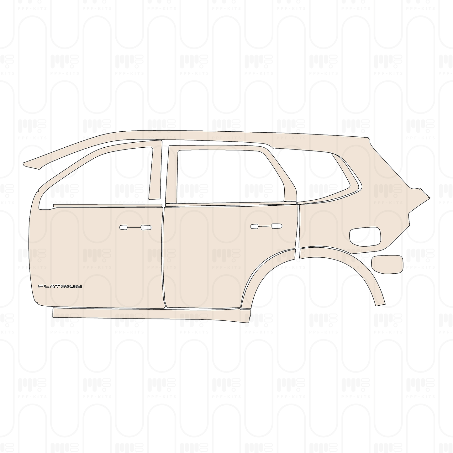 (left) Door+Rear Fender+Side Skirt with "PLATINUM" Emblem on front door