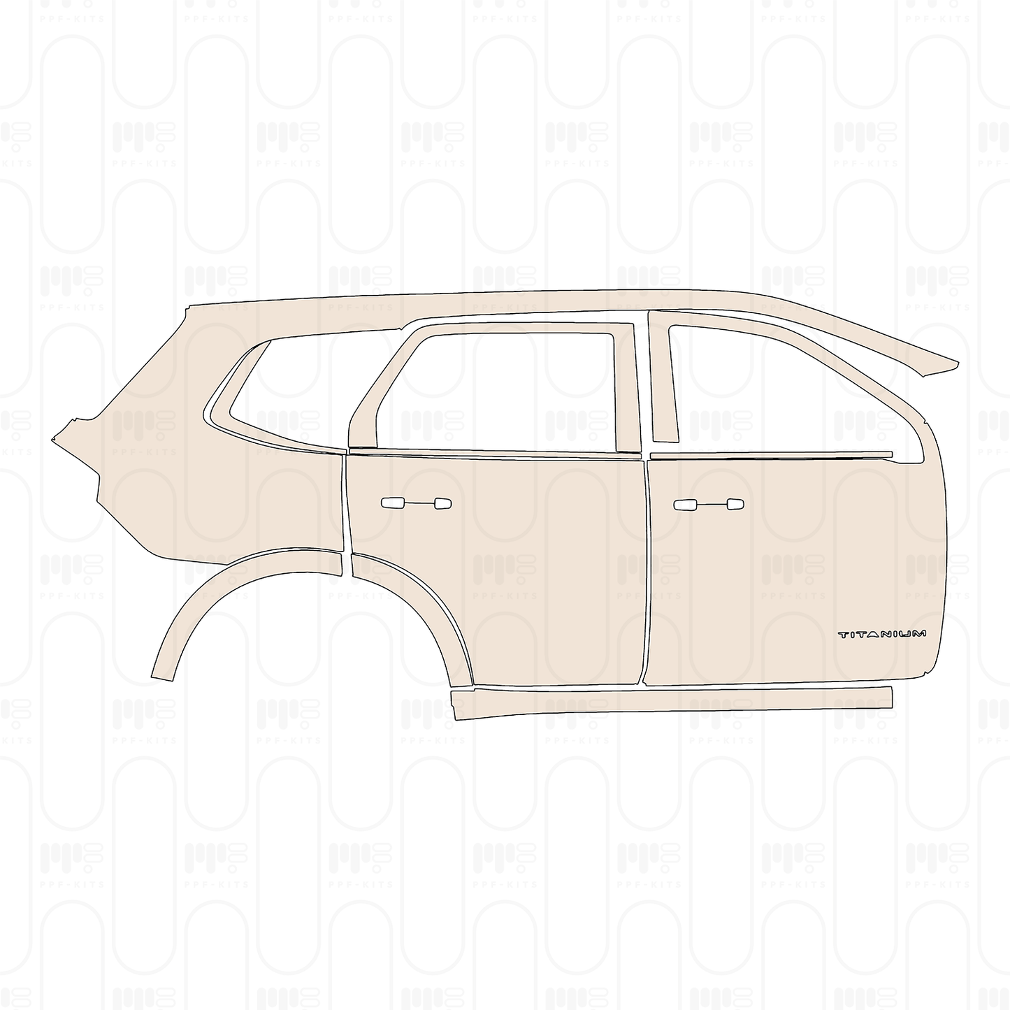 (right) Door+Rear Fender+Side Skirt with "TITANIUM" Emblem on front door