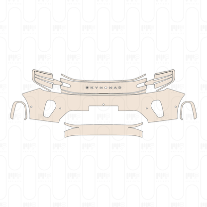 Bumper+Headlamp with license plate frame cutout, with 4 PDC (Parking Sensors) and 1 camera