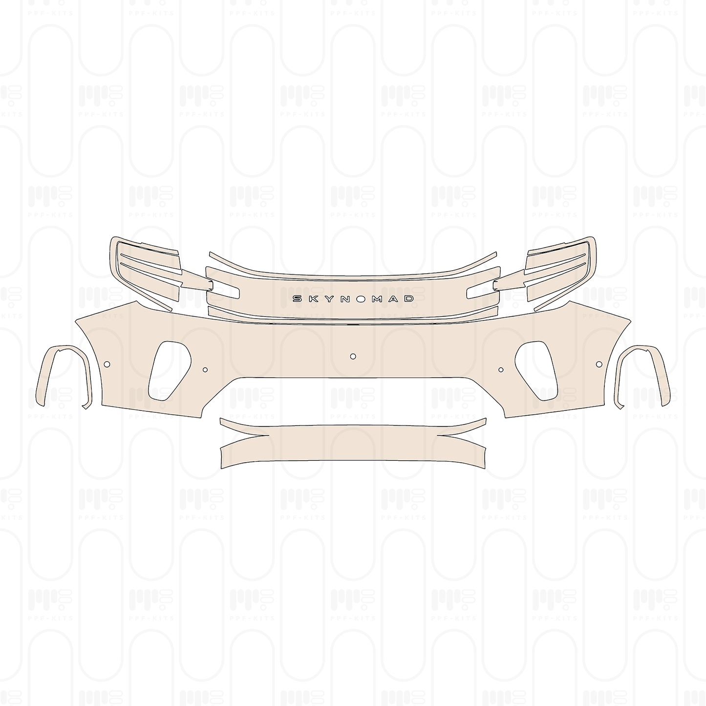 Bumper+Headlamp without license plate frame cutout, with 4 PDC (Parking Sensors) and 1 camera