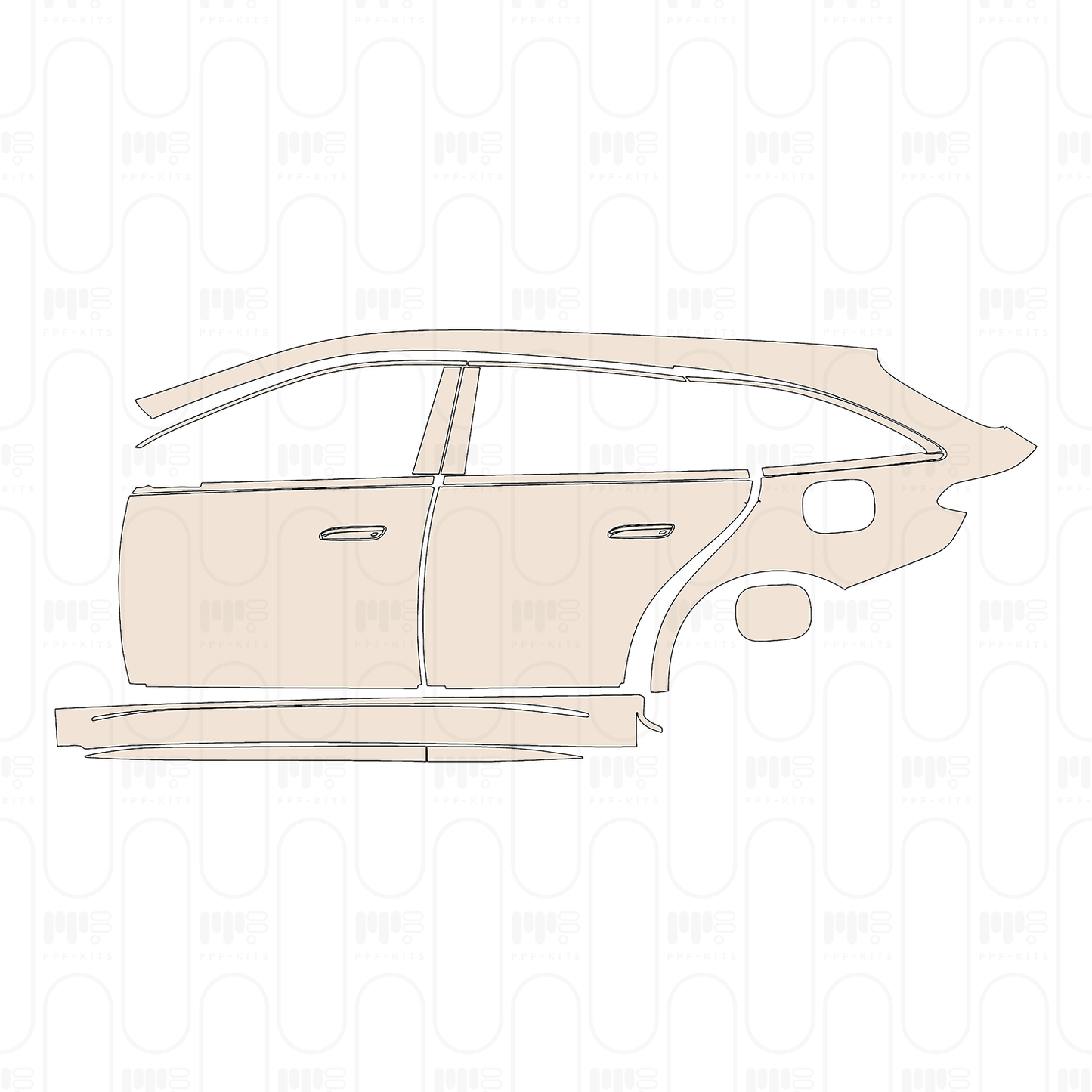 (left) Door+Side Skirt+Rear Fender with charging port on rear Fender