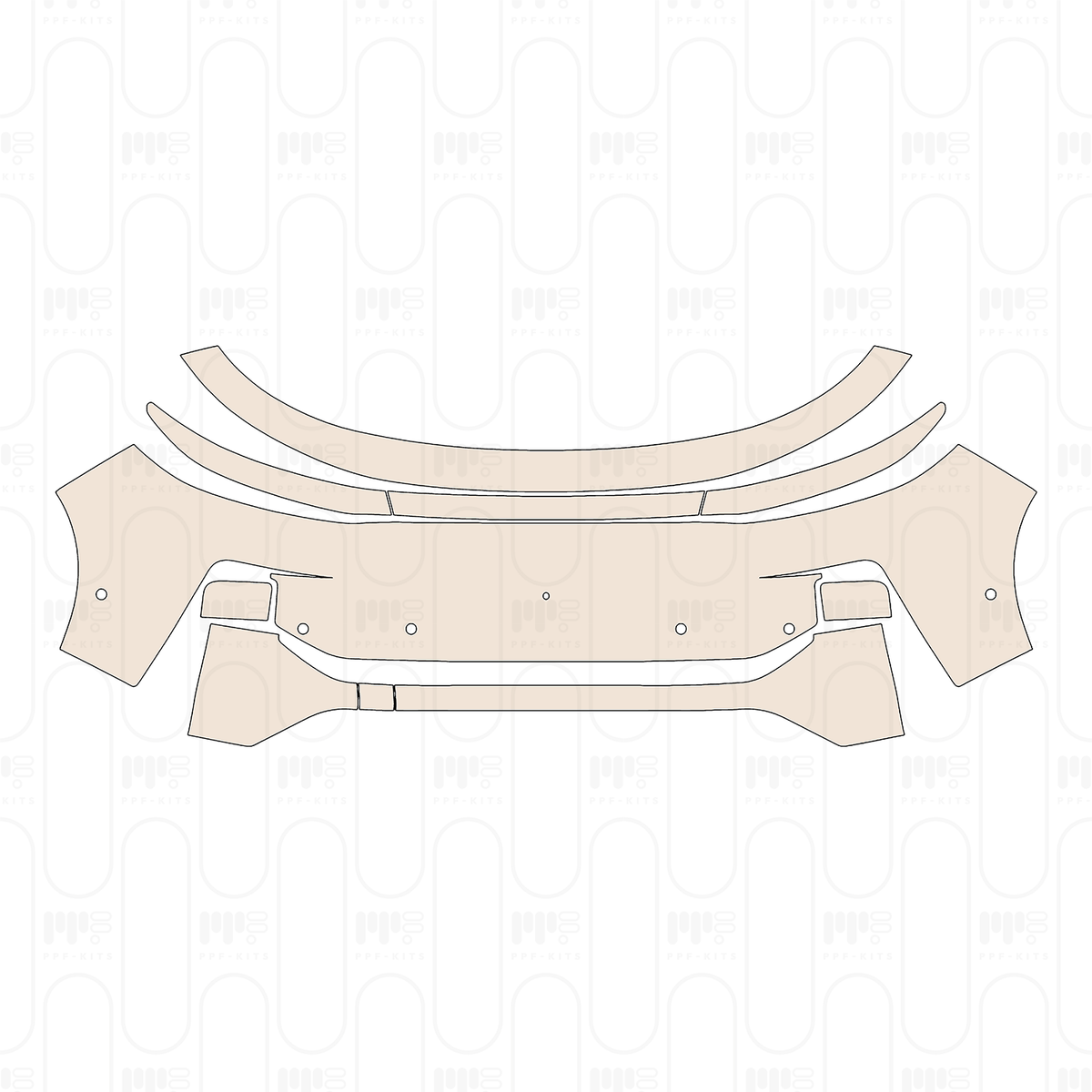 Bumper+Headlamp without license plate frame cutout, with 6 PDC (Parking Sensors) and 1 Camera