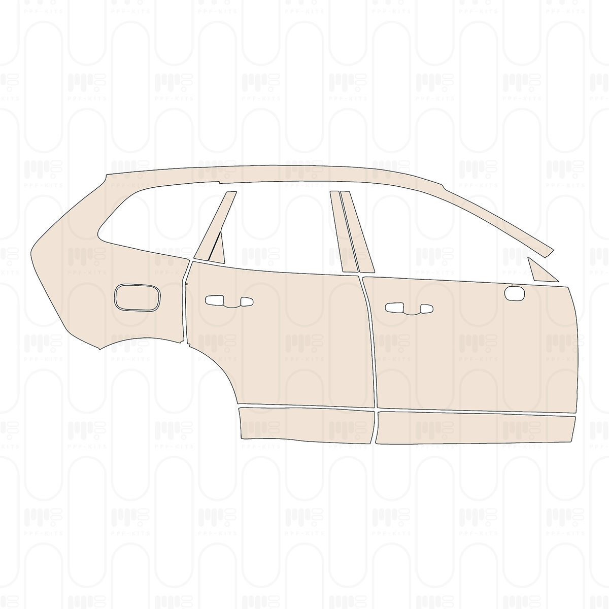 Pre-cut PPF pattern: Right Door + BC Pillar + Rear Fender - Volvo