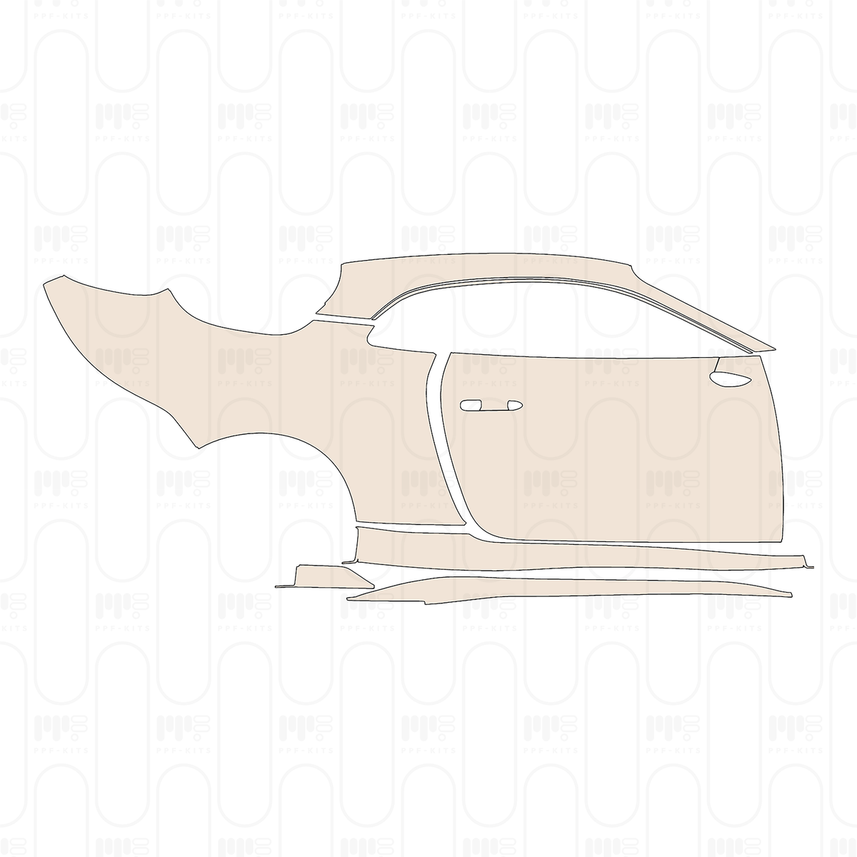 Pre-cut PPF pattern: Right Door + Rear Fender + Side Skirt - Alpine A 110 R 2023