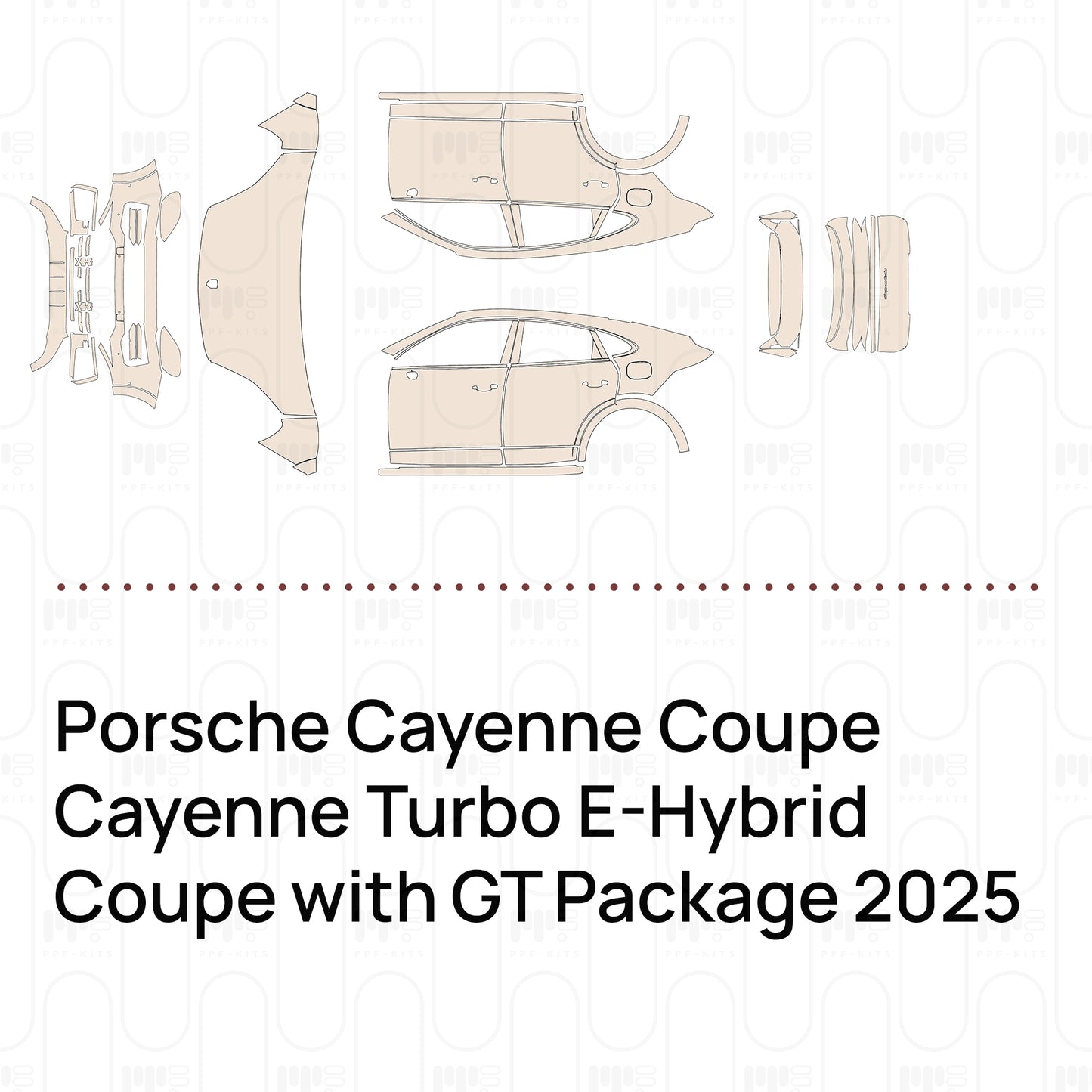 PPF precortado Porsche Cayenne Coupe Cayenne Turbo E-Hybrid Coupe with GT Package 2025